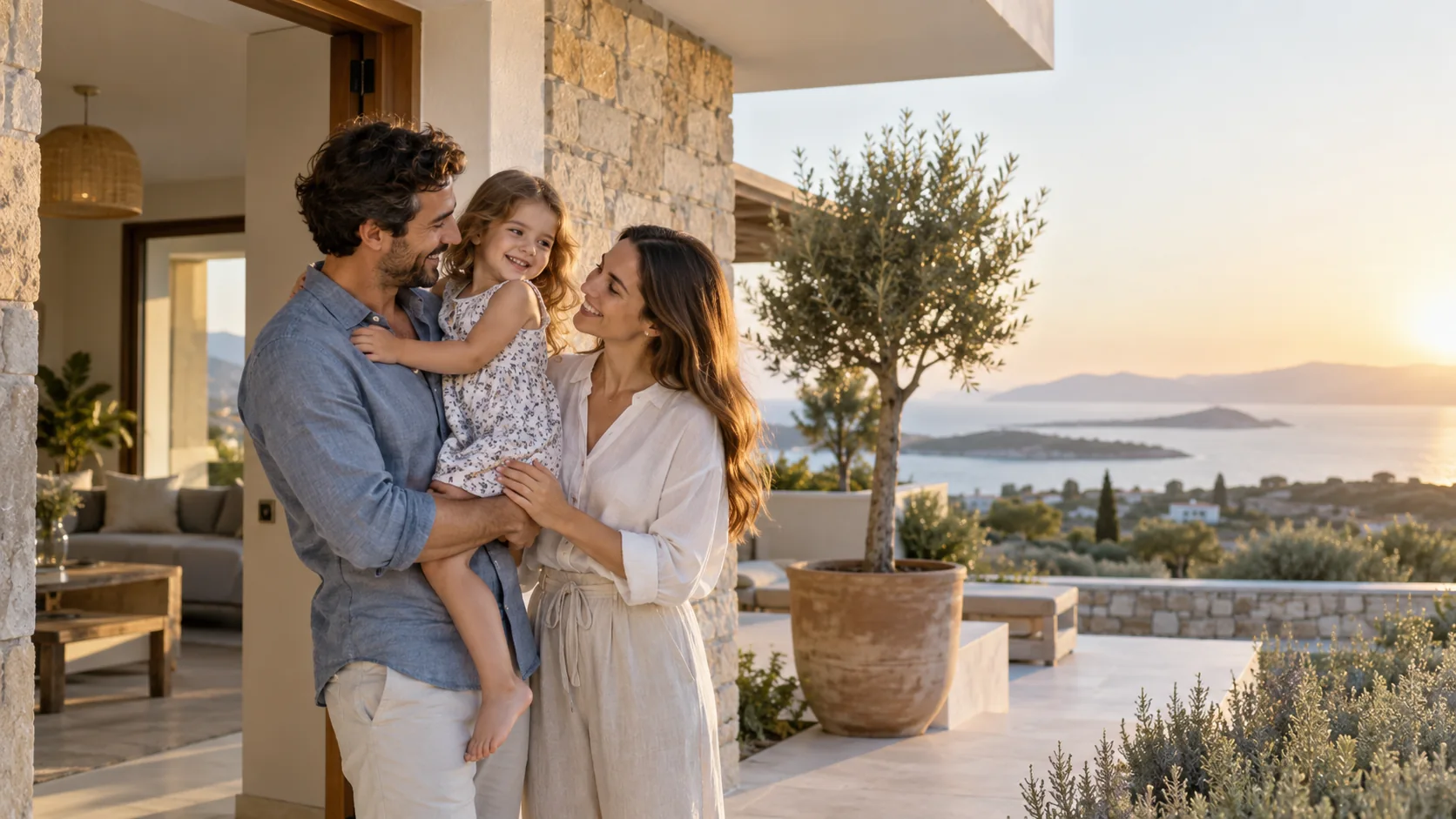 Οικογένεια σε σύγχρονη κατοικία